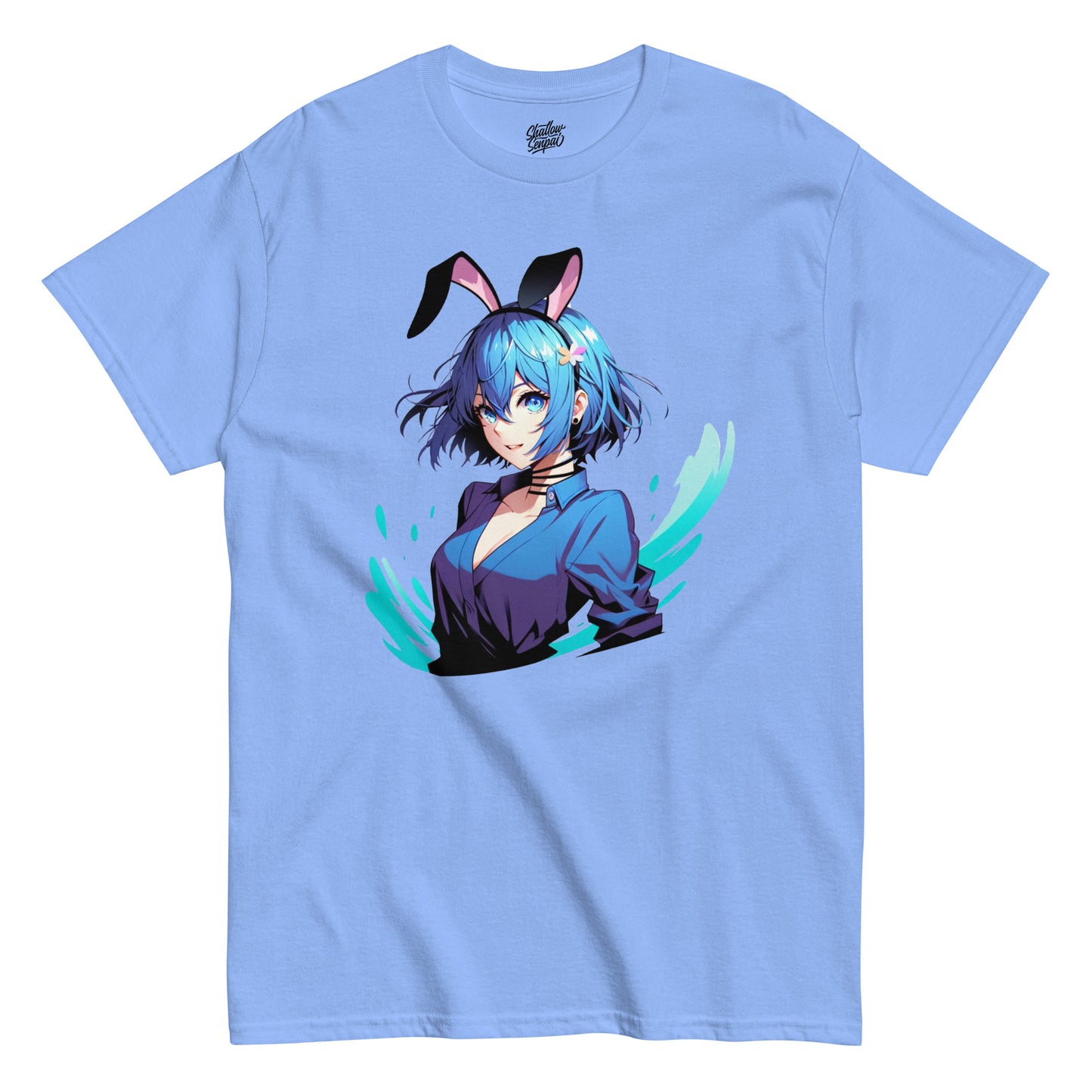 Blue Bob Hair Bunny Waifu Paint Splatter Men's Classic Short Sleeve T-Shirt - thriftgoblin