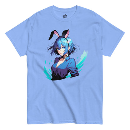 Blue Bob Hair Bunny Waifu Paint Splatter Men's Classic Short Sleeve T-Shirt - thriftgoblin