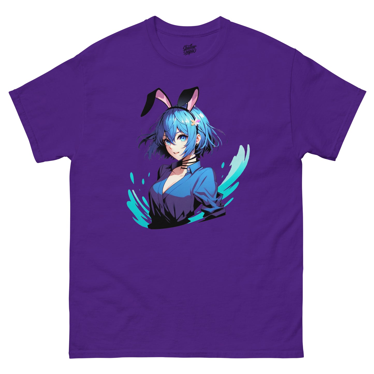 Blue Bob Hair Bunny Waifu Paint Splatter Men's Classic Short Sleeve T-Shirt - thriftgoblin