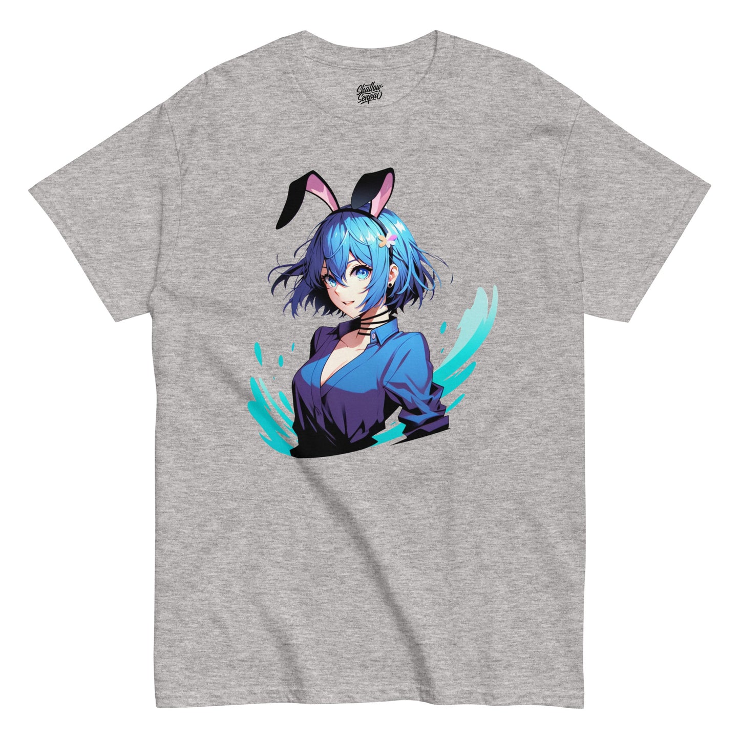 Blue Bob Hair Bunny Waifu Paint Splatter Men's Classic Short Sleeve T-Shirt - thriftgoblin