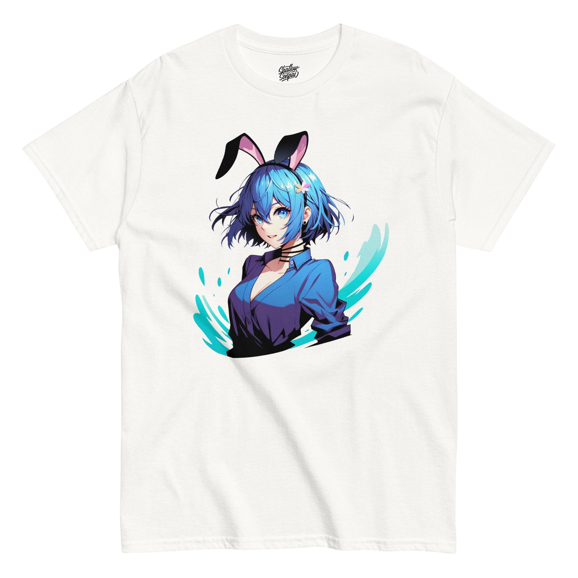 Blue Bob Hair Bunny Waifu Paint Splatter Men's Classic Short Sleeve T-Shirt - thriftgoblin