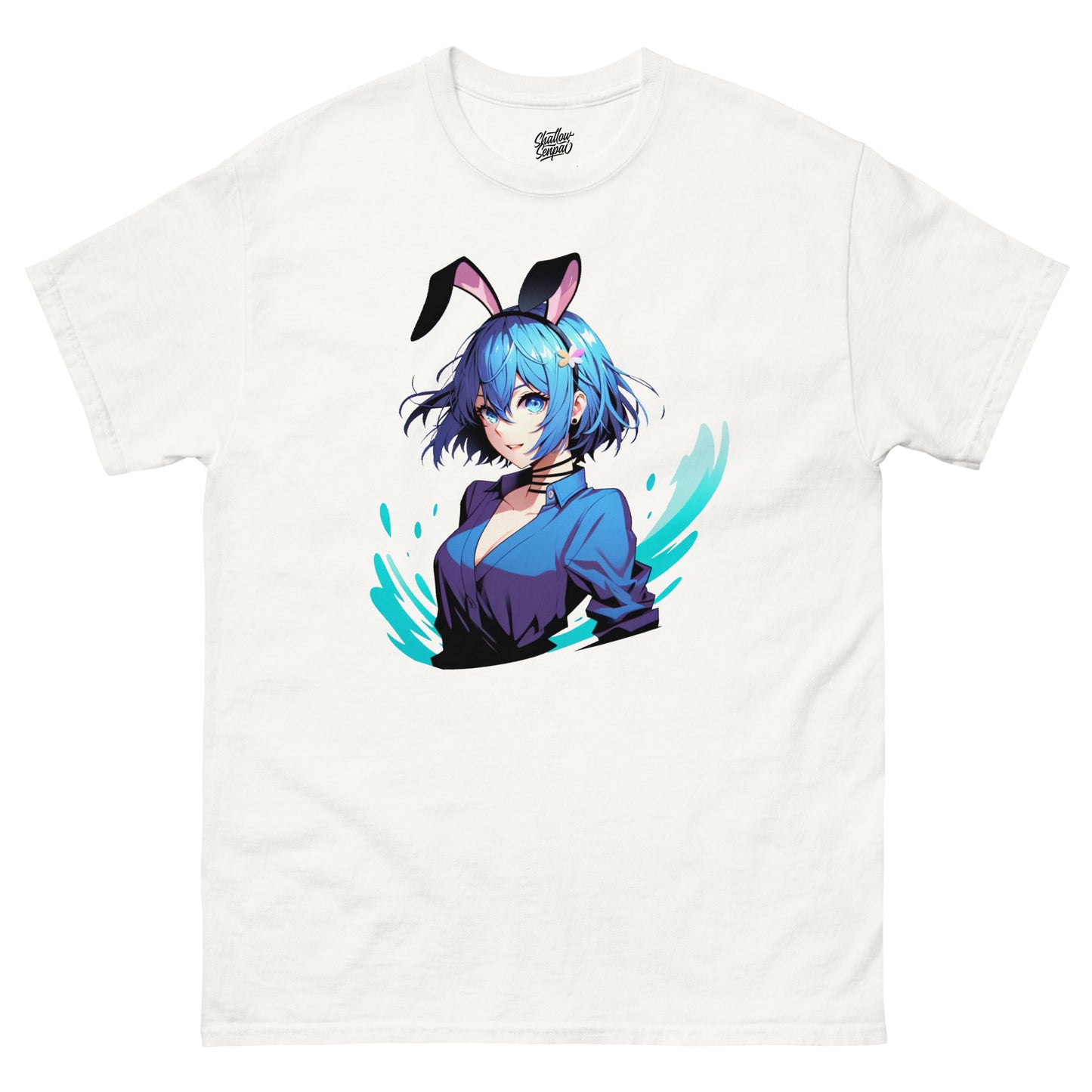 Blue Bob Hair Bunny Waifu Paint Splatter Men's Classic Short Sleeve T-Shirt - thriftgoblin